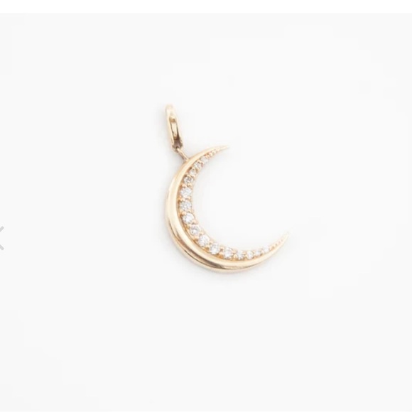 14K Gold Diamond Crescent Moon Charm - Picture 1 of 3
